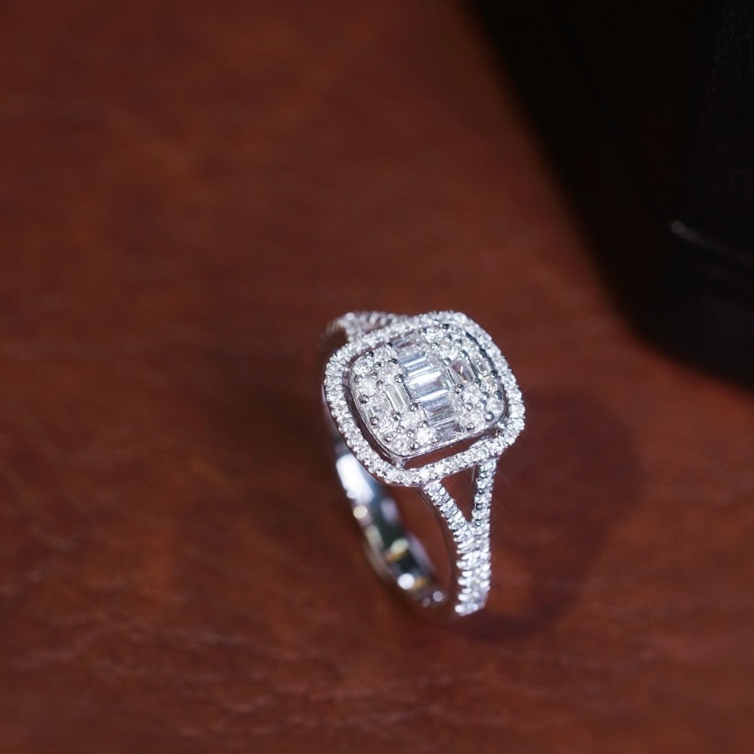 14k Gold 0.55 Ct Natural H Diamond Ring: Ref:231164210 // gold content:14k gold // ring size:7. 25us // // main gemstone:diamond // shape:multiple // carat weight:0. 55ct // clarity grade:vs-si // color:h // treatment:natural // High