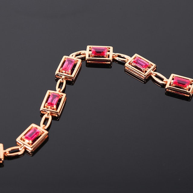 14k Gold 3.35 Ct Natural Ruby Bracelet - 2