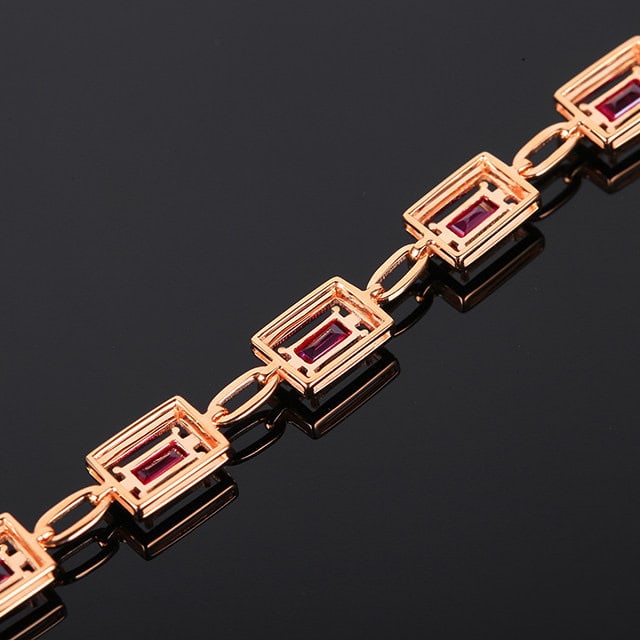 14k Gold 3.35 Ct Natural Ruby Bracelet - 4