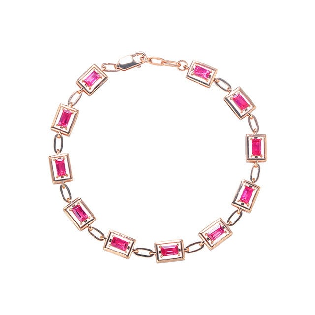 14k Gold 3.35 Ct Natural Ruby Bracelet - 5
