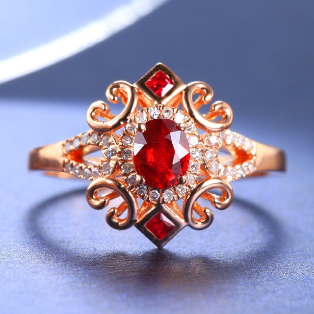 14k Gold 0.60 Ctw Natural Ruby & Ruby Ring (1 of 6)