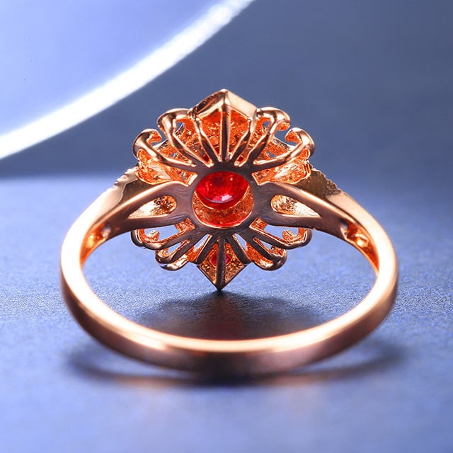 14k Gold 0.60 Ctw Natural Ruby & Ruby Ring - 4