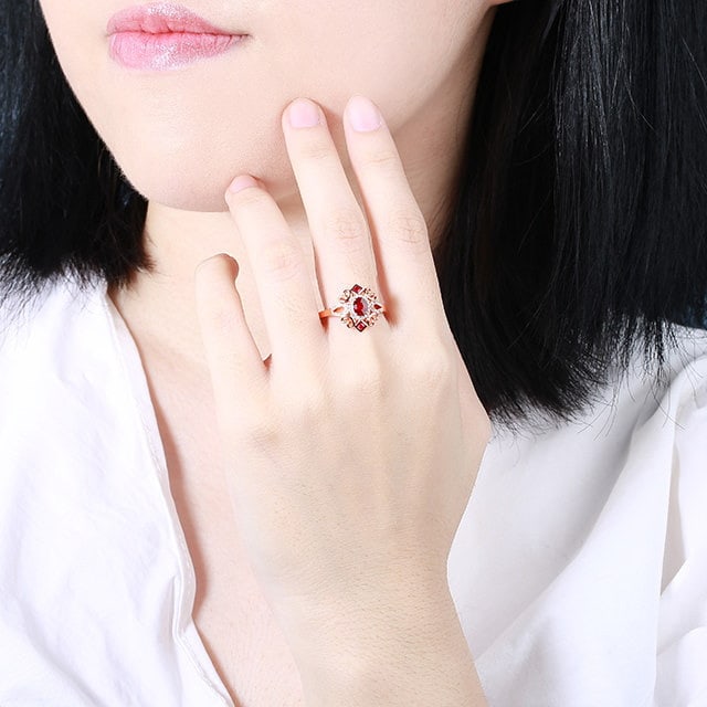 14k Gold 0.60 Ctw Natural Ruby & Ruby Ring - 5