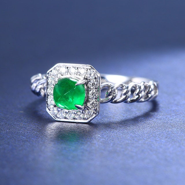 14k Gold 0.82 Ctw Natural Emerald & Diamond Ring - 3