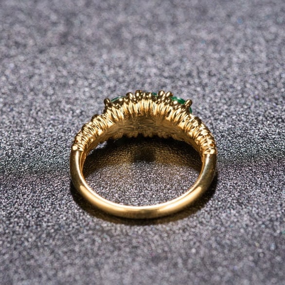 14k Gold 0.95 Ctw Natural Emerald & Diamond Ring - 5