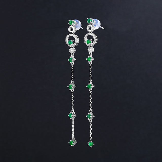 14k Gold 0.85 Ctw Natural Emerald & Diamond Earrings - 2