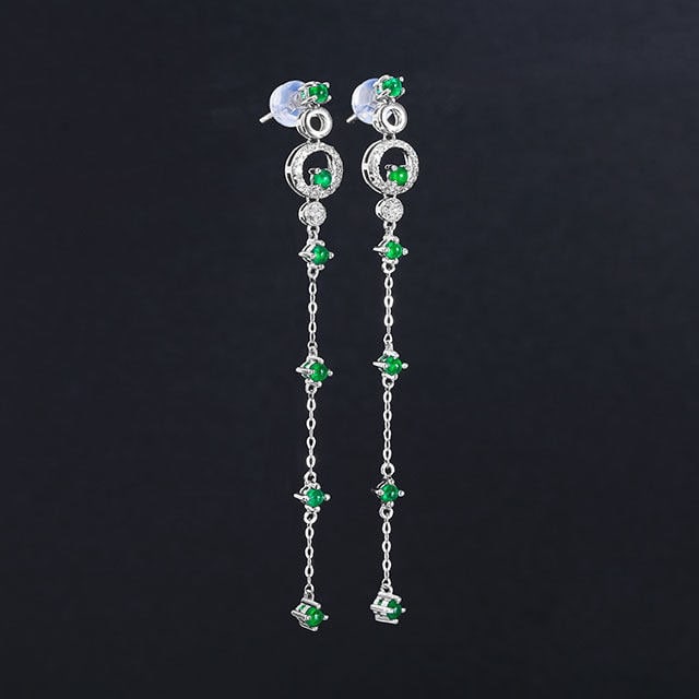 14k Gold 0.85 Ctw Natural Emerald & Diamond Earrings - 3