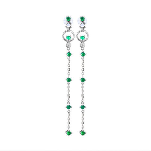 14k Gold 0.85 Ctw Natural Emerald & Diamond Earrings - 5