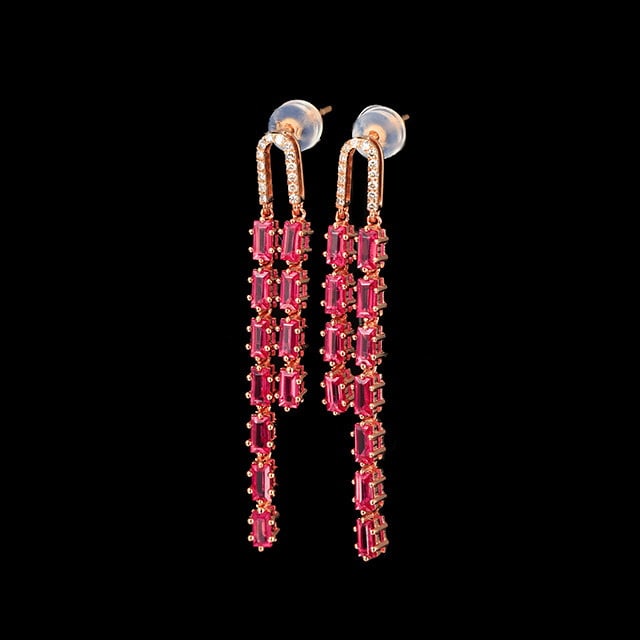 14k Gold 2.86 Ctw Natural Ruby & Diamond Earrings - 2