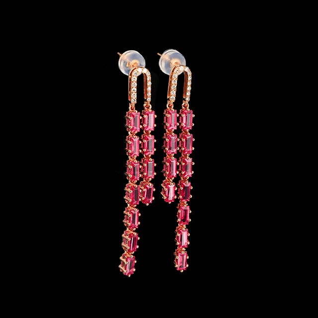 14k Gold 2.86 Ctw Natural Ruby & Diamond Earrings - 3