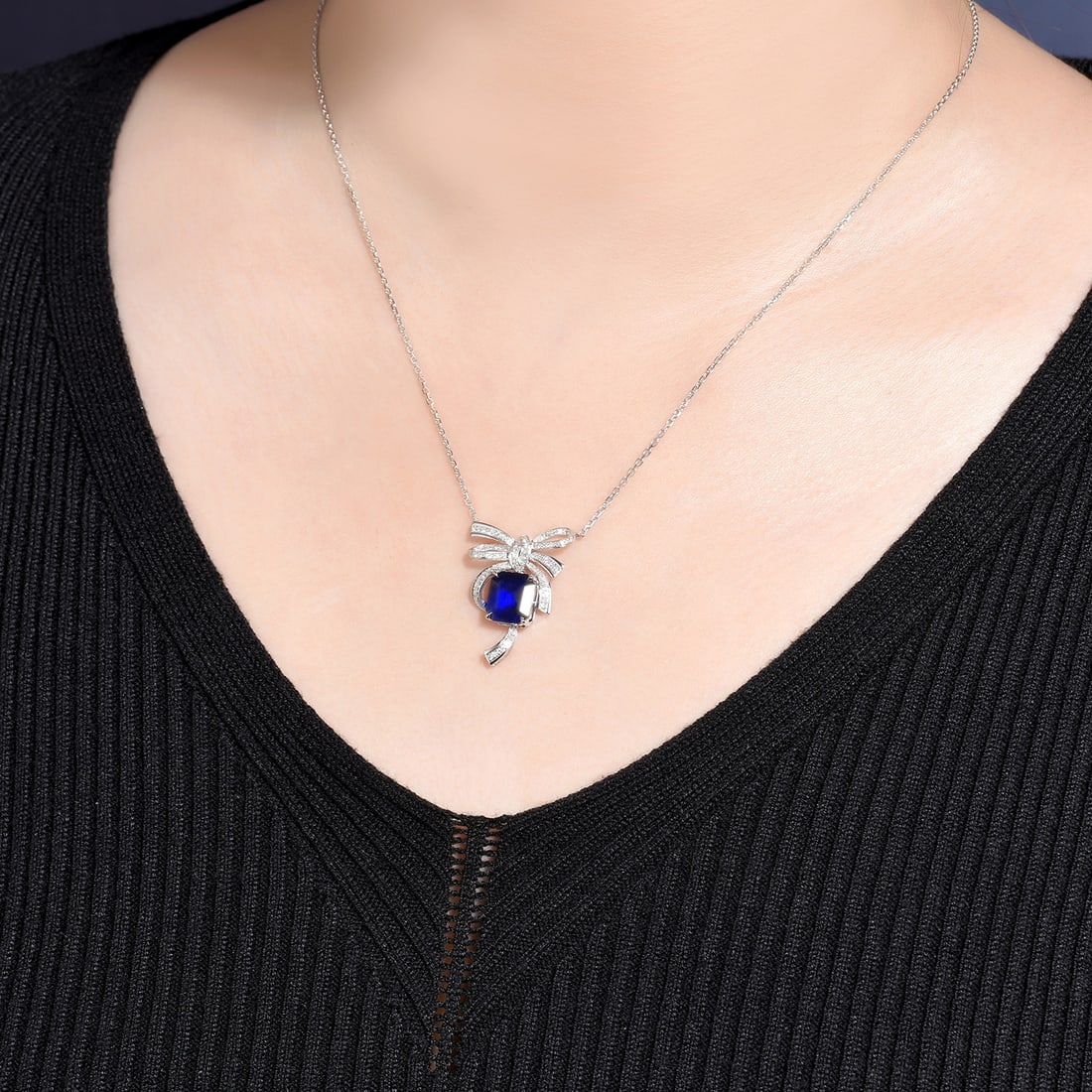 14k Gold 3.43 Ctw Natural Sapphire & Diamond Necklace - 6