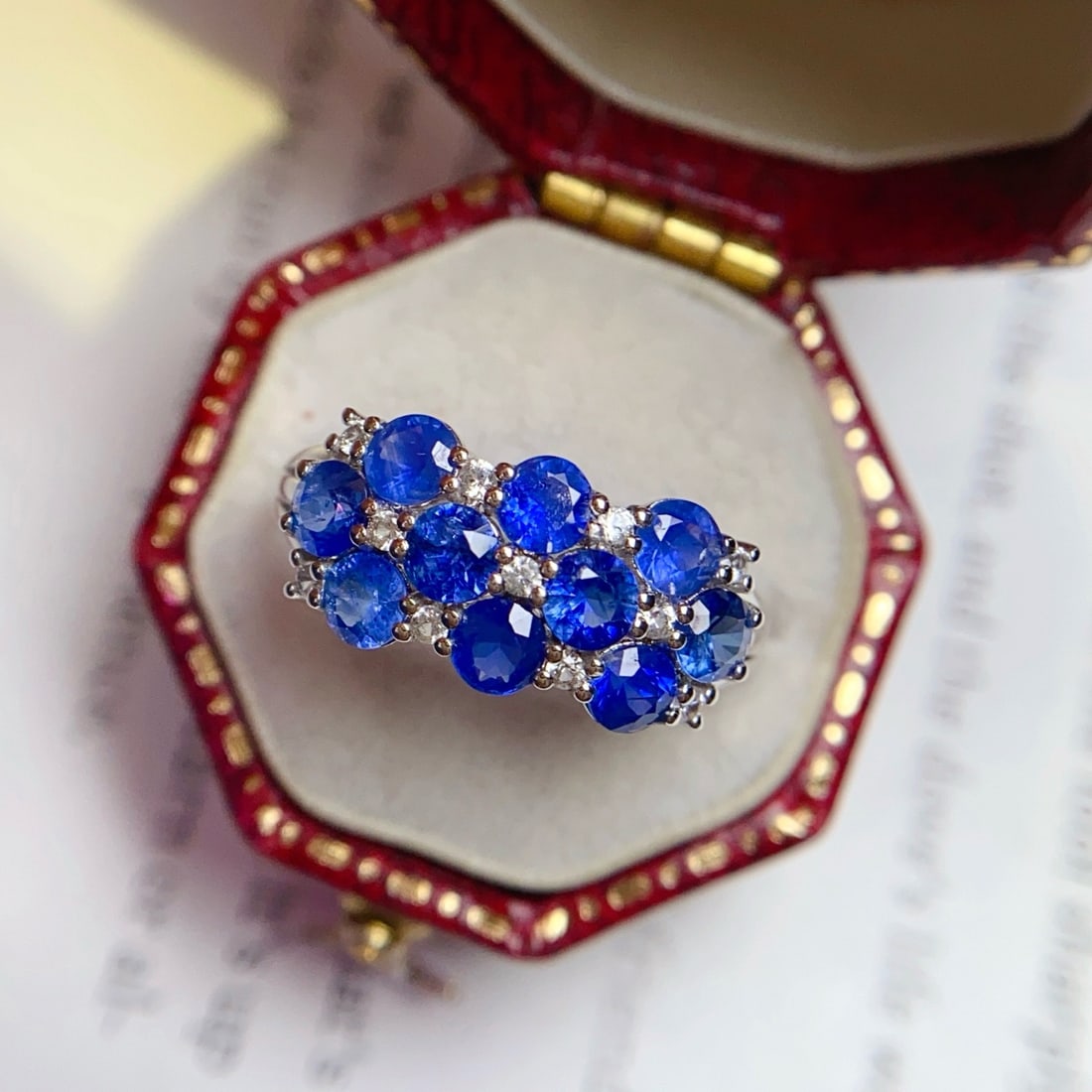 14k Gold 2.30 Ct Natural Sapphire & Sapphire Ring: Ref:231164299 // gold content:14k gold // ring size:7. 25us // // main gemstone:sapphire // shape:round // carat weight:2. 30ct // color:blue // treatment:natural // cut grade:g // // adjacent