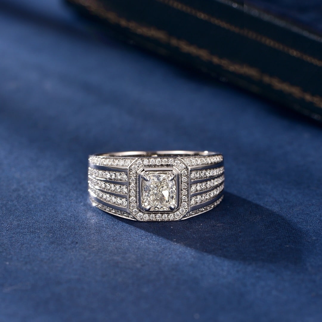 Gia Certified 14k Gold 1.58 Ctw Natural K Si1 Cushion Diamond & Men¡¯s Ring: Ref:231164308 // gold content:14k gold // ring size:8us // // main gemstone:diamond // certified:gia // shape:cushion // carat weight:1. 0ct // clarity grade:si1 // color:k // treatment:natural // //