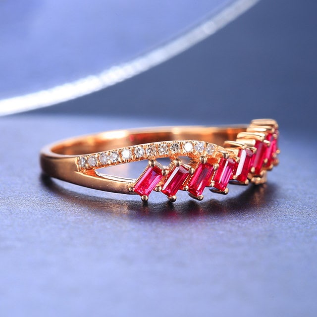 14k Gold 0.47 Ctw Natural Ruby & Diamond Ring - 3