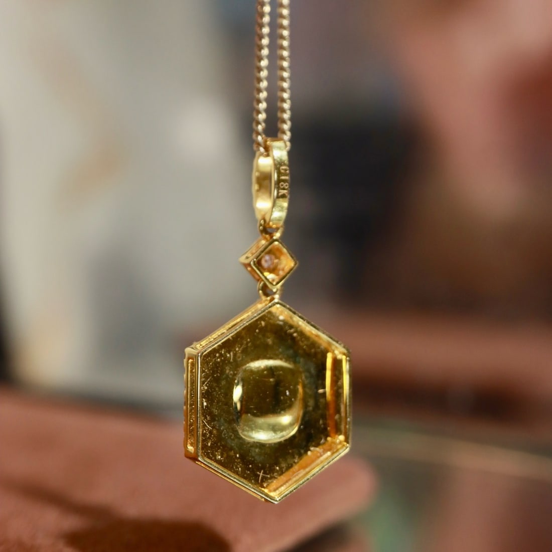 14k Gold 0.90 Ctw Vivid Green Natural Emerald & Diamond Pendant( Without Chain ) - 4