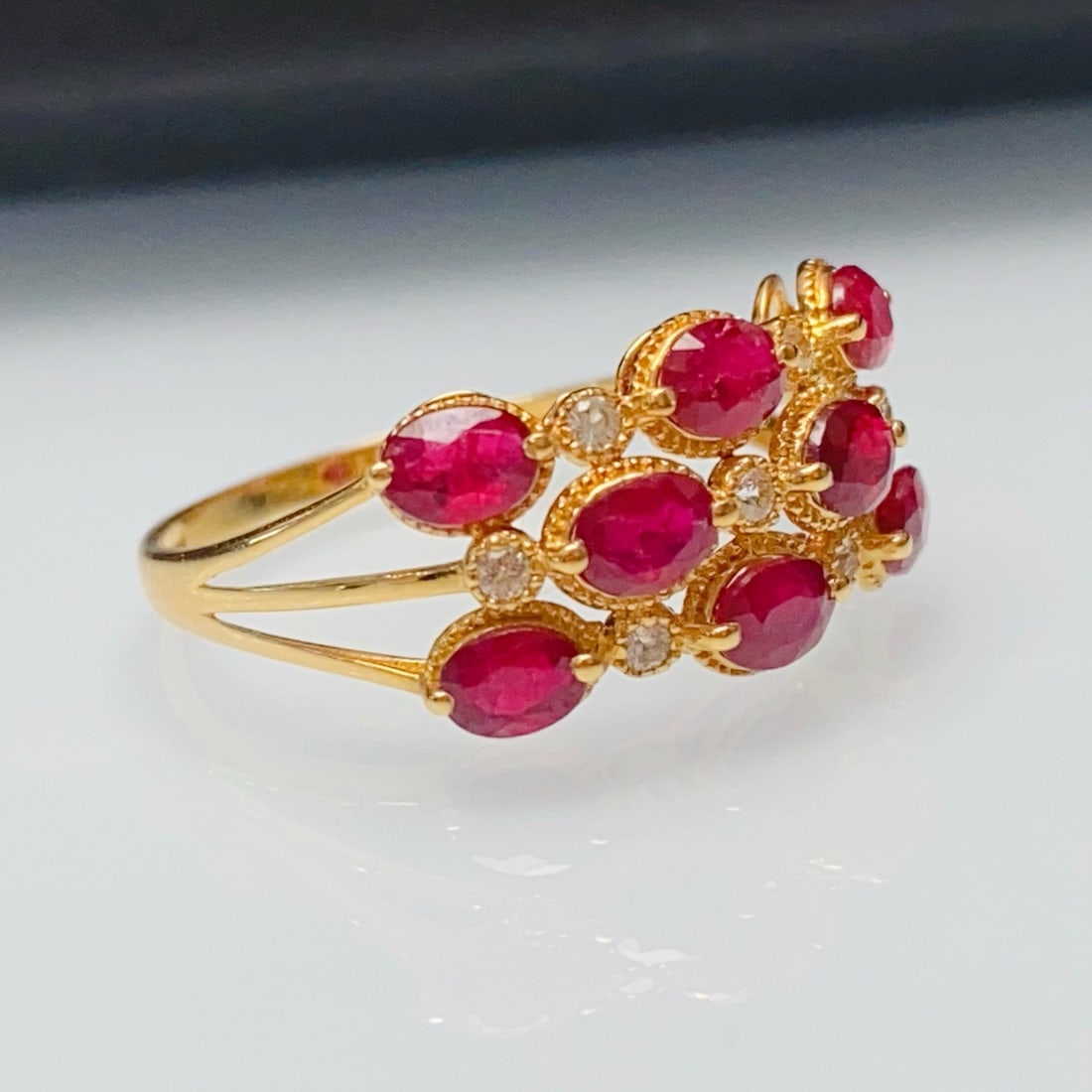 14k Gold 1.85 Ct Natural Ruby & Sapphire Ring - 2