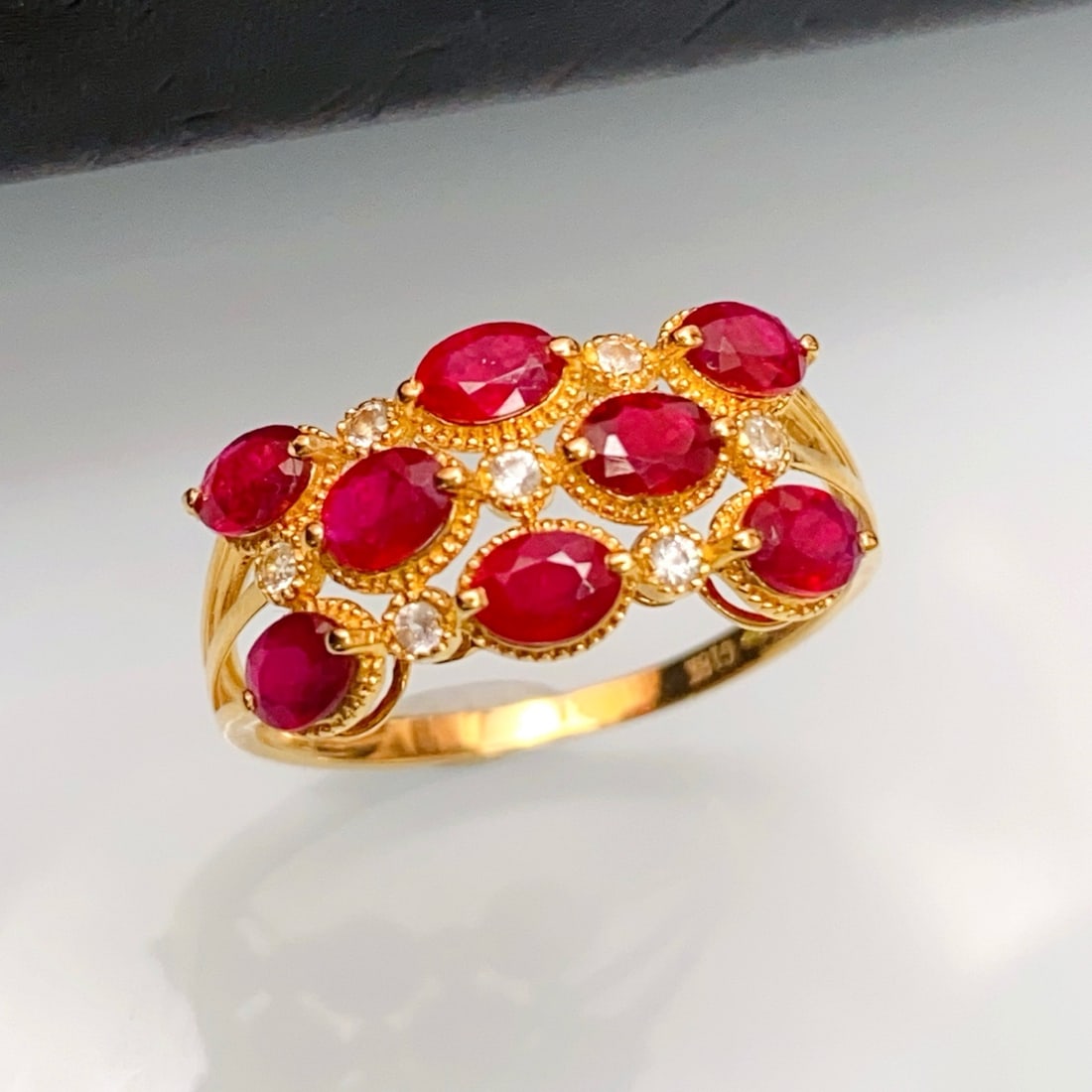 14k Gold 1.85 Ct Natural Ruby & Sapphire Ring - 4