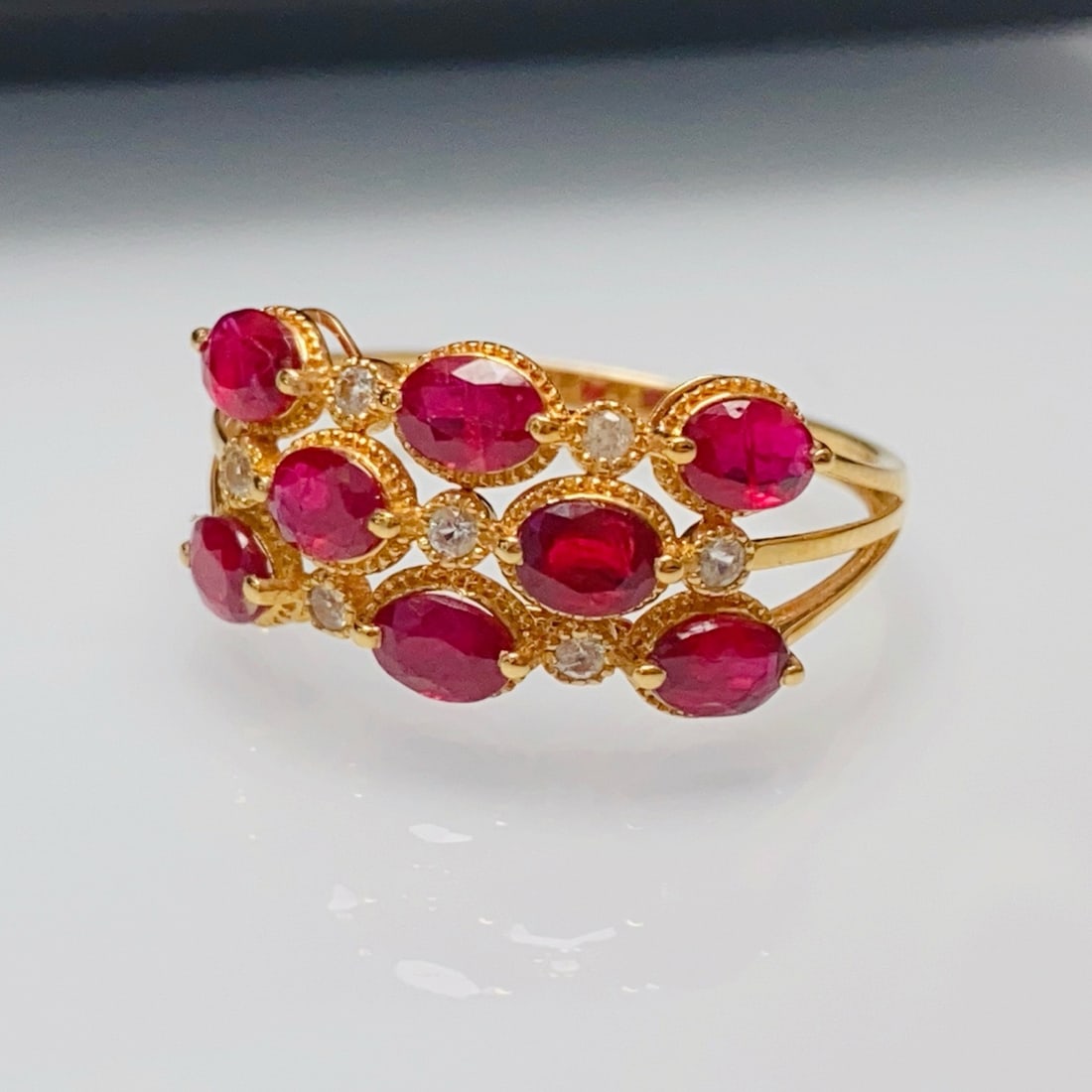 14k Gold 1.85 Ct Natural Ruby & Sapphire Ring - 6