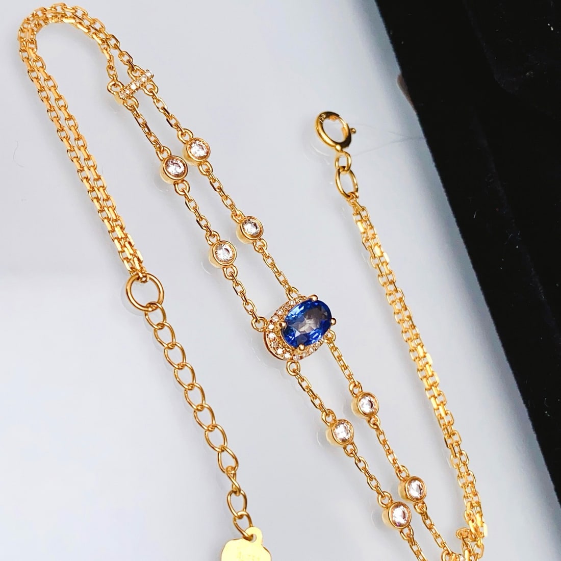 14k Gold 0.70 Ct Natural Sapphire & Diamond & Sapphire Bracelet (1 of 7)