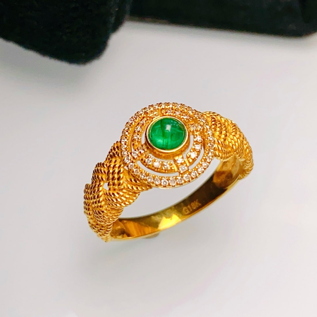 14k Gold 0.40 Ct Natural Emerald & Diamond Ring - 4