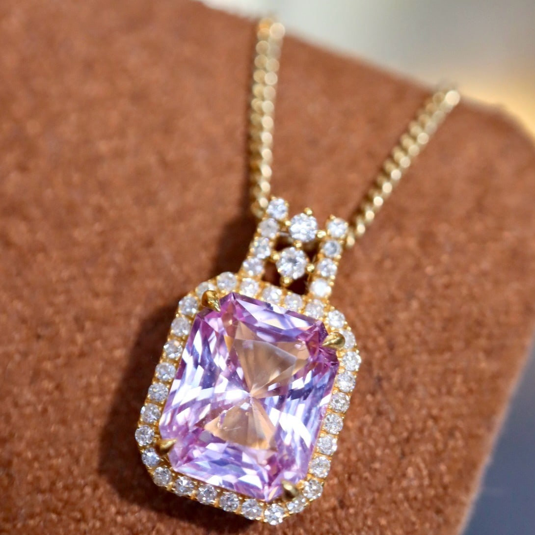 14k Gold 1.78 Ctw Natural Sapphire & Diamond Pendant( Without Chain ) - 2