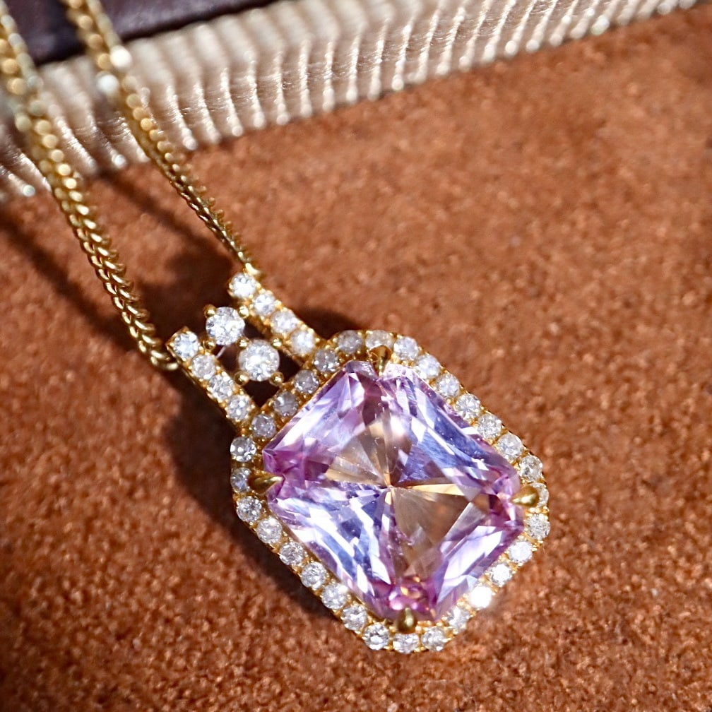 14k Gold 1.78 Ctw Natural Sapphire & Diamond Pendant( Without Chain ) - 3