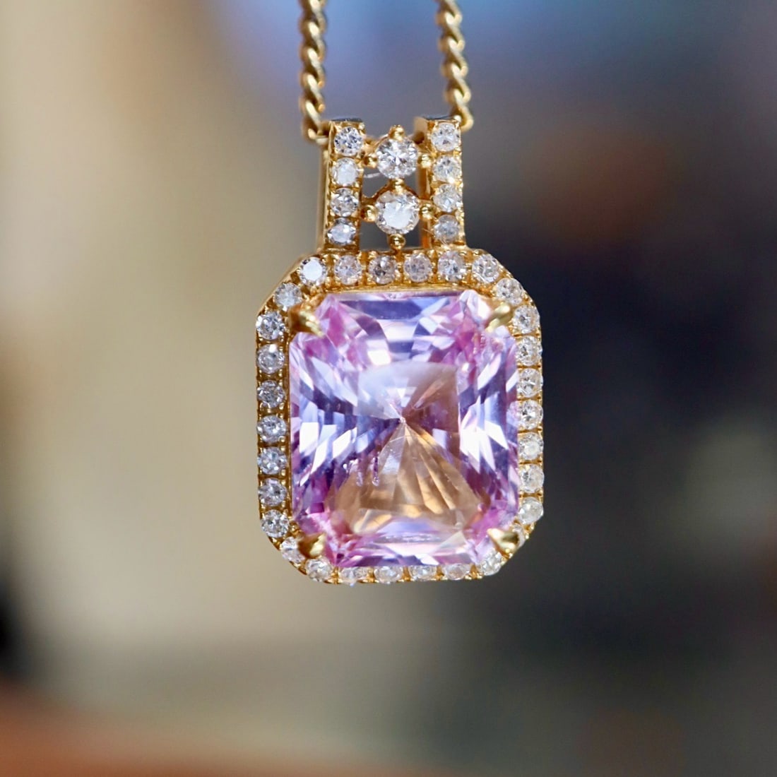 14k Gold 1.78 Ctw Natural Sapphire & Diamond Pendant( Without Chain ) - 4