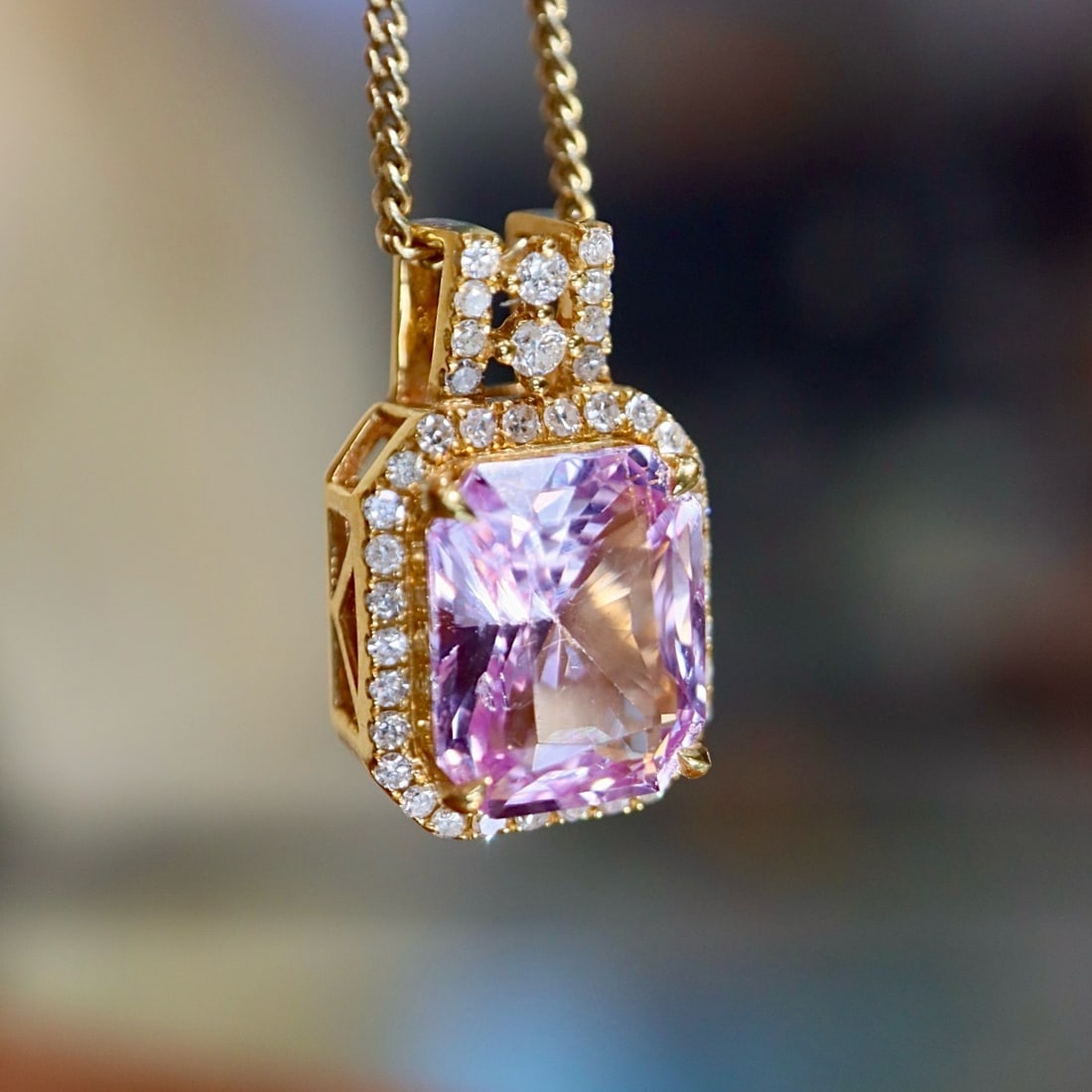 14k Gold 1.78 Ctw Natural Sapphire & Diamond Pendant( Without Chain ) - 5