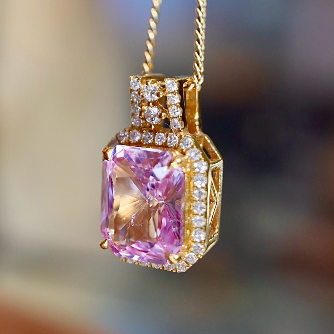 14k Gold 1.78 Ctw Natural Sapphire & Diamond Pendant( Without Chain ) - 6