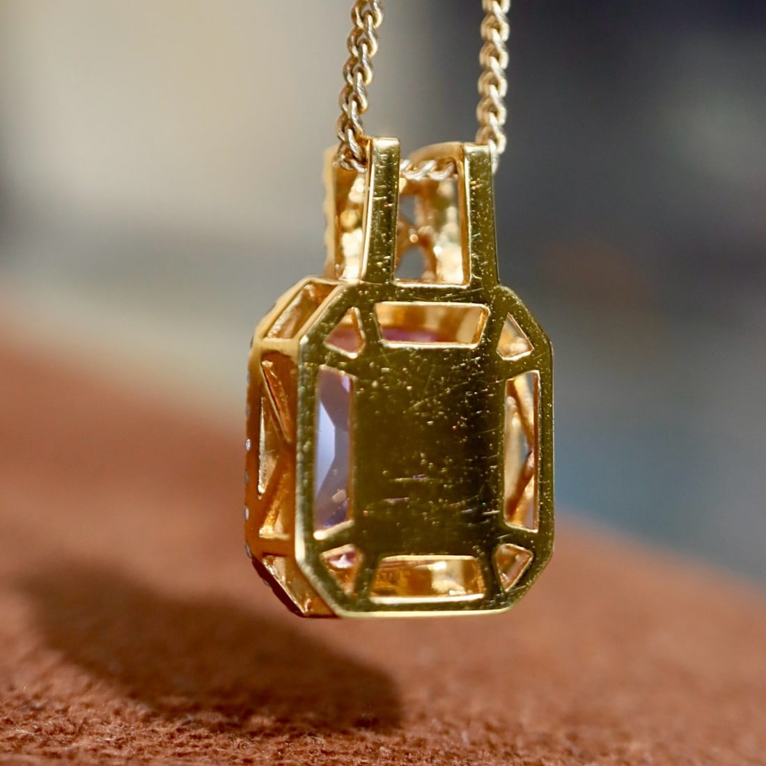14k Gold 1.78 Ctw Natural Sapphire & Diamond Pendant( Without Chain ) - 7