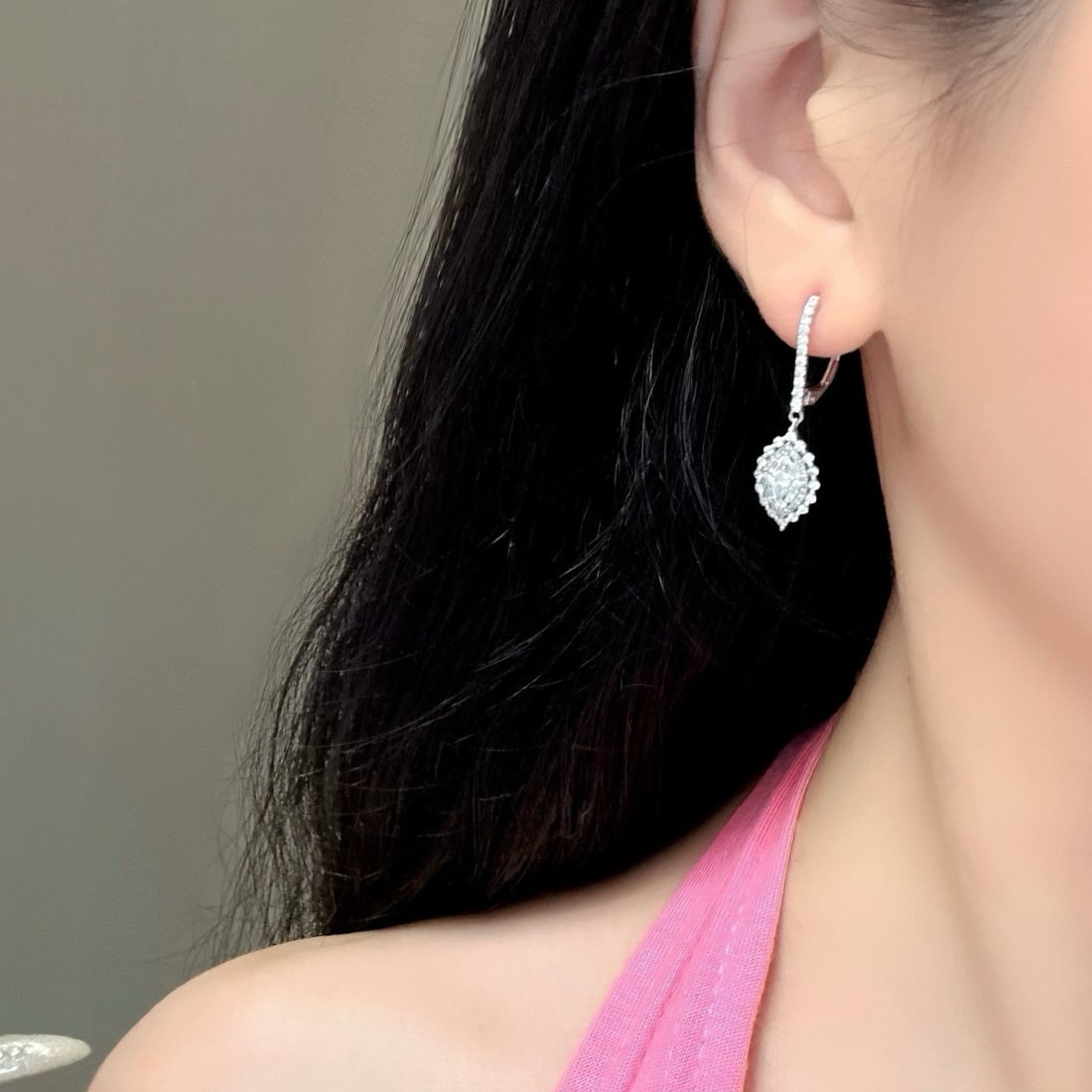 14k Gold 1.28 Ct Natural H Diamond Earrings - 5