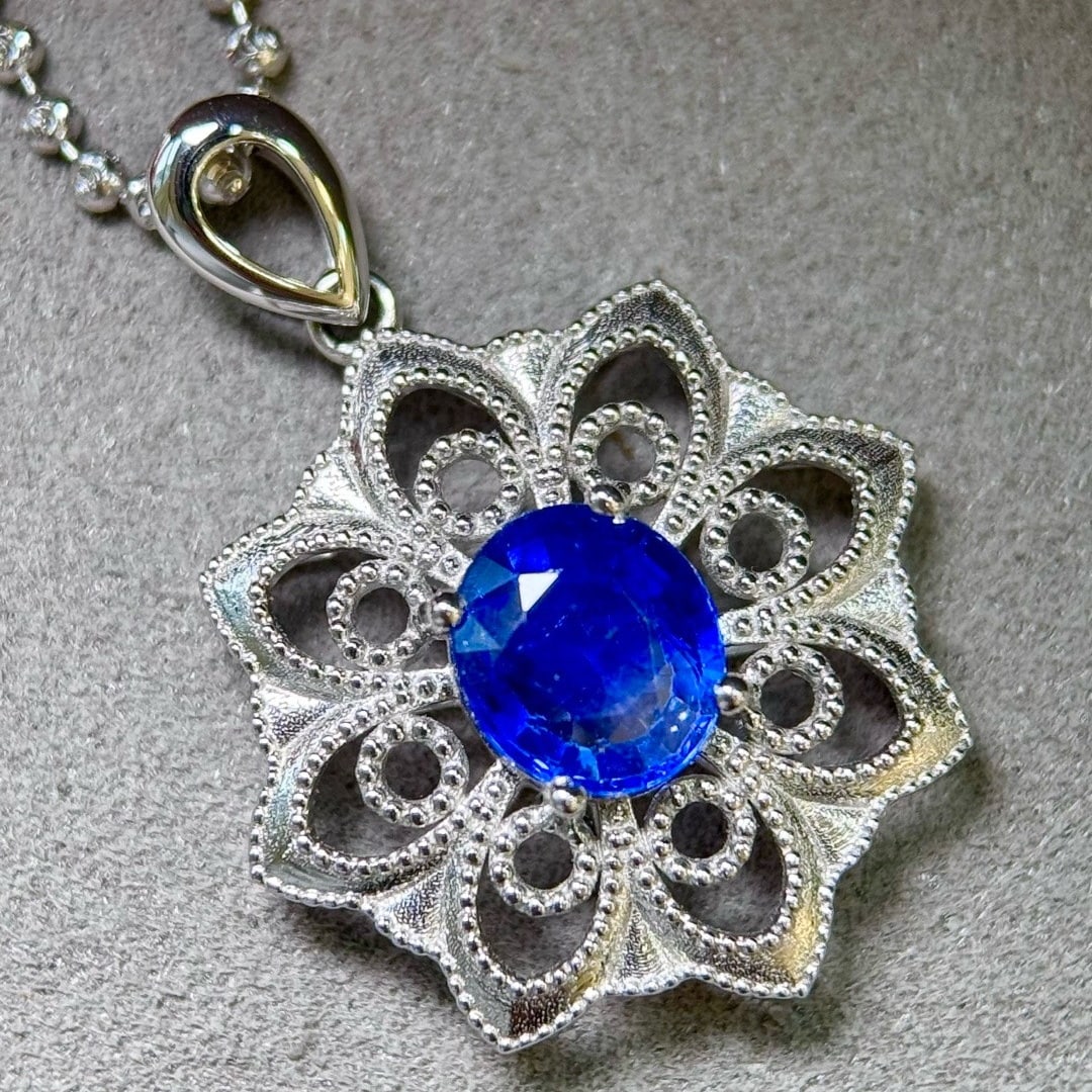 14k Gold 1.22 Ct Natural Sapphire Pendant( Without Chain ) - 2