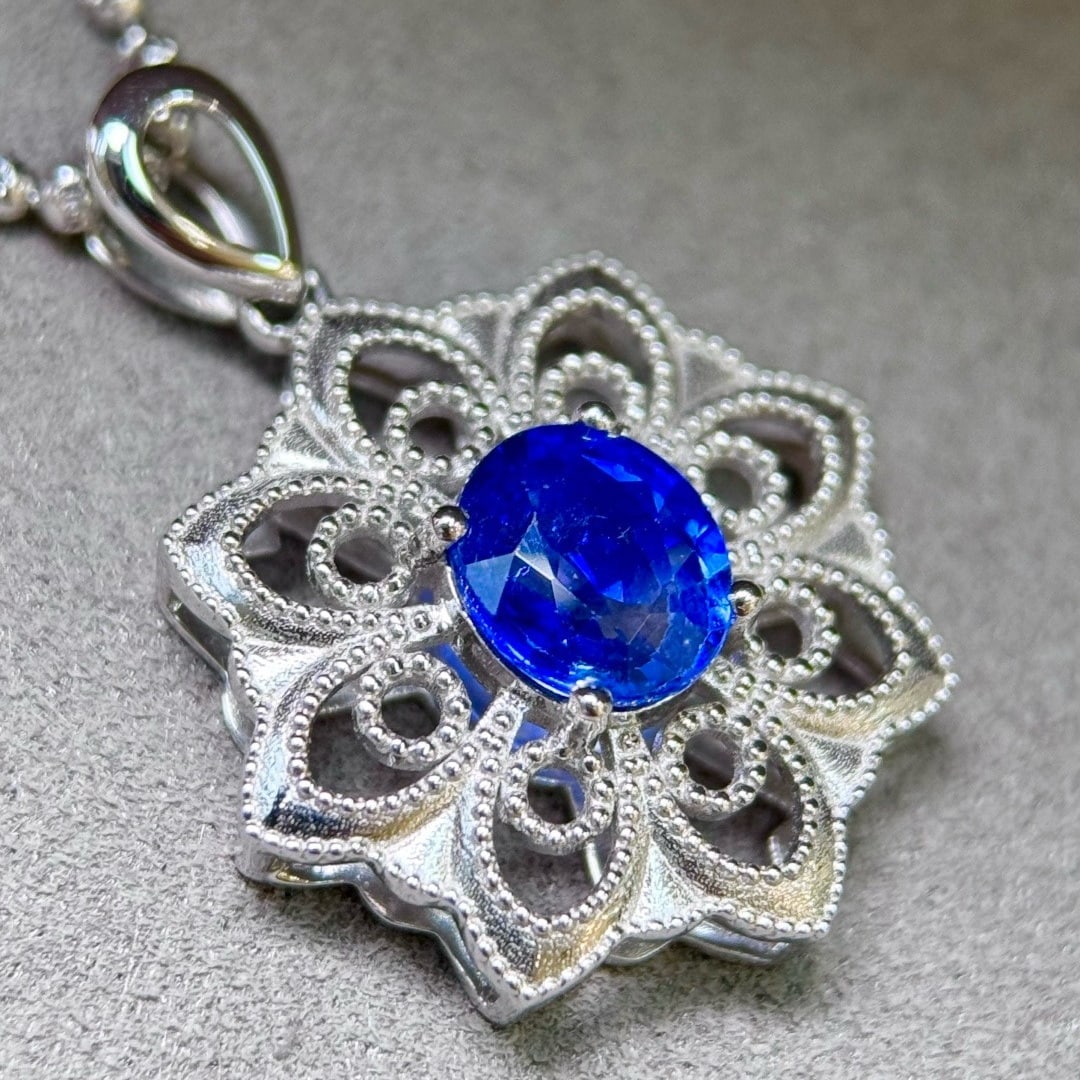 14k Gold 1.22 Ct Natural Sapphire Pendant( Without Chain ) - 3