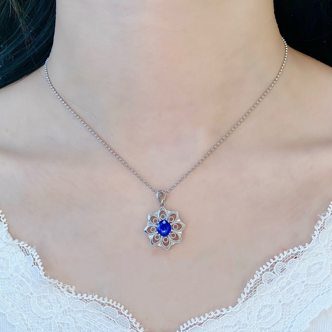 14k Gold 1.22 Ct Natural Sapphire Pendant( Without Chain ) - 5