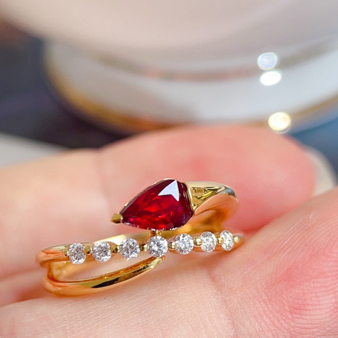 14k Gold 1.21 Ctw Vivid Red Natural Ruby & Diamond Ring - 2