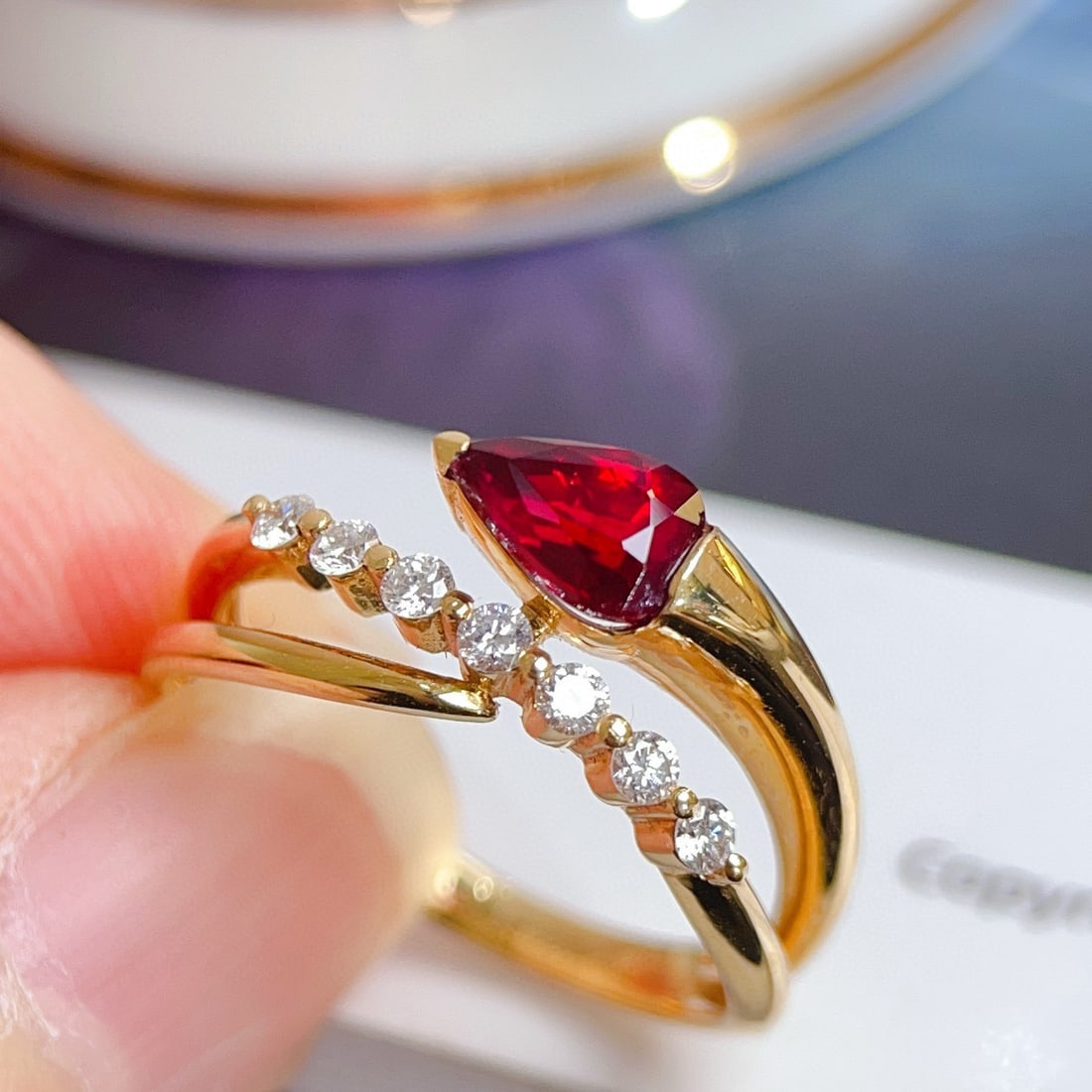 14k Gold 1.21 Ctw Vivid Red Natural Ruby & Diamond Ring - 3