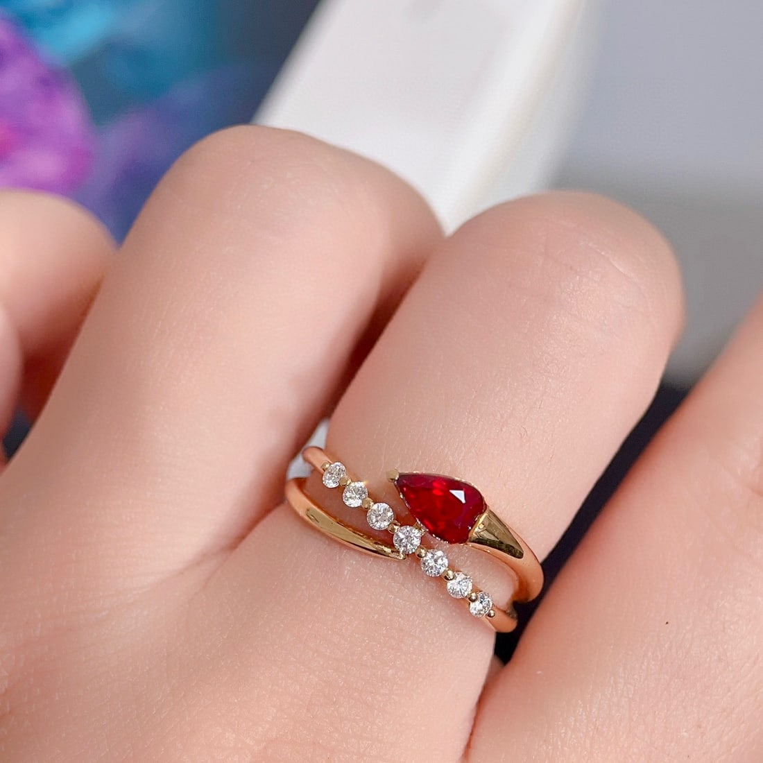 14k Gold 1.21 Ctw Vivid Red Natural Ruby & Diamond Ring - 6