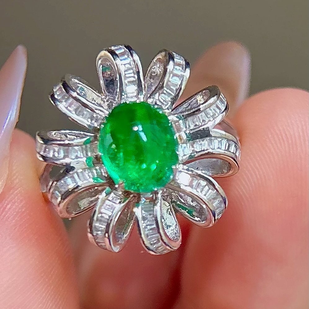 14k Gold 2.45 Ctw Natural Emerald & Diamond Ring - 2