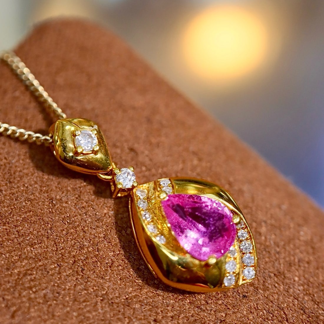 14k Gold 1.07 Ctw Natural Sapphire & Diamond Pendant( Without Chain ) - 2