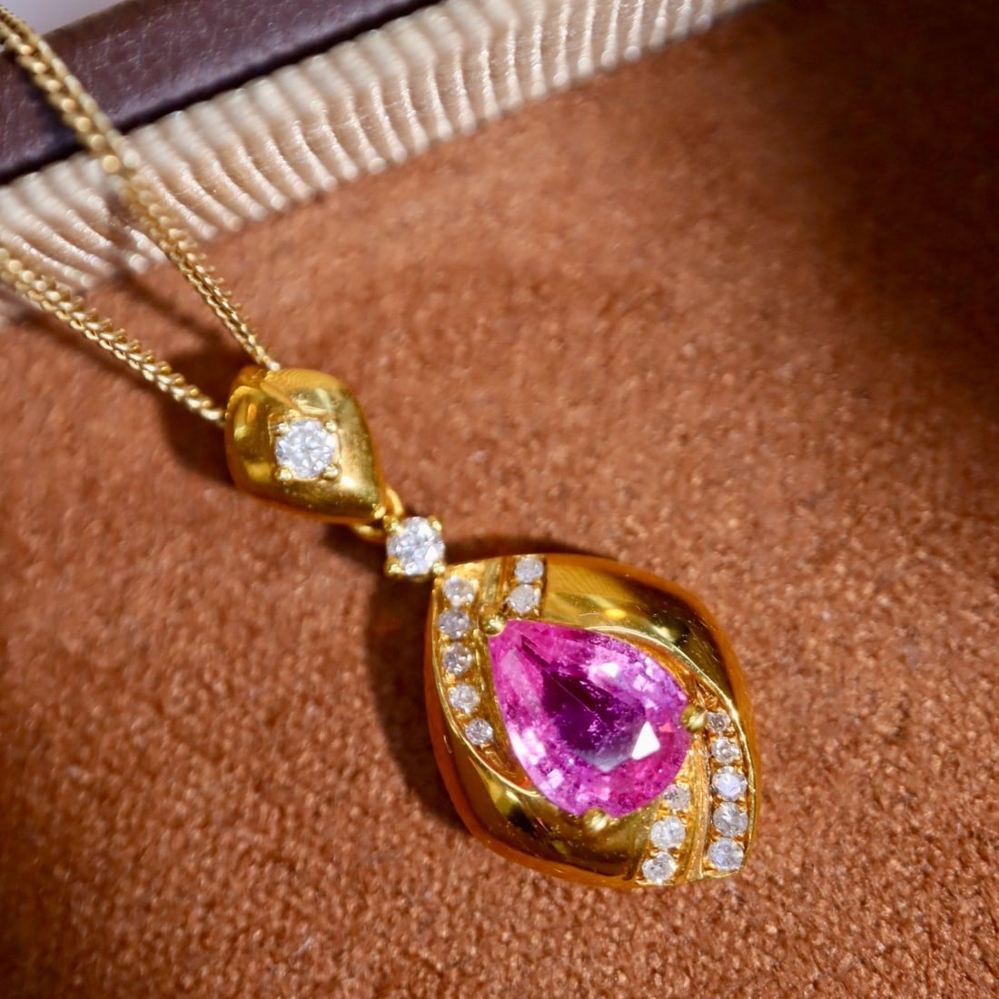 14k Gold 1.07 Ctw Natural Sapphire & Diamond Pendant( Without Chain ) - 3