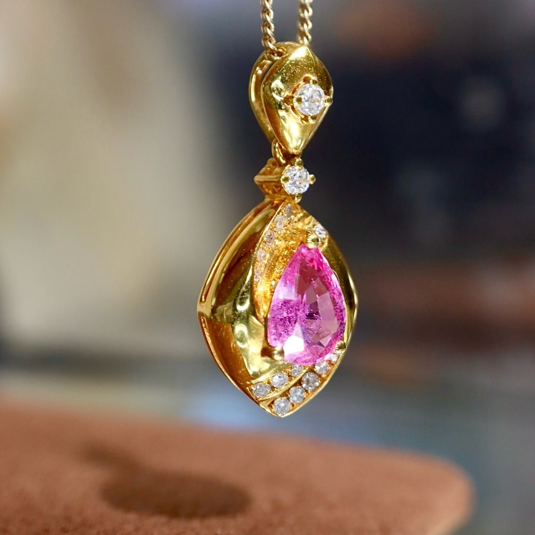 14k Gold 1.07 Ctw Natural Sapphire & Diamond Pendant( Without Chain ) - 5