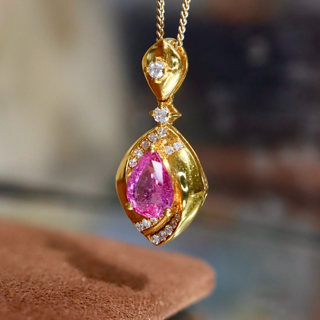 14k Gold 1.07 Ctw Natural Sapphire & Diamond Pendant( Without Chain ) - 6