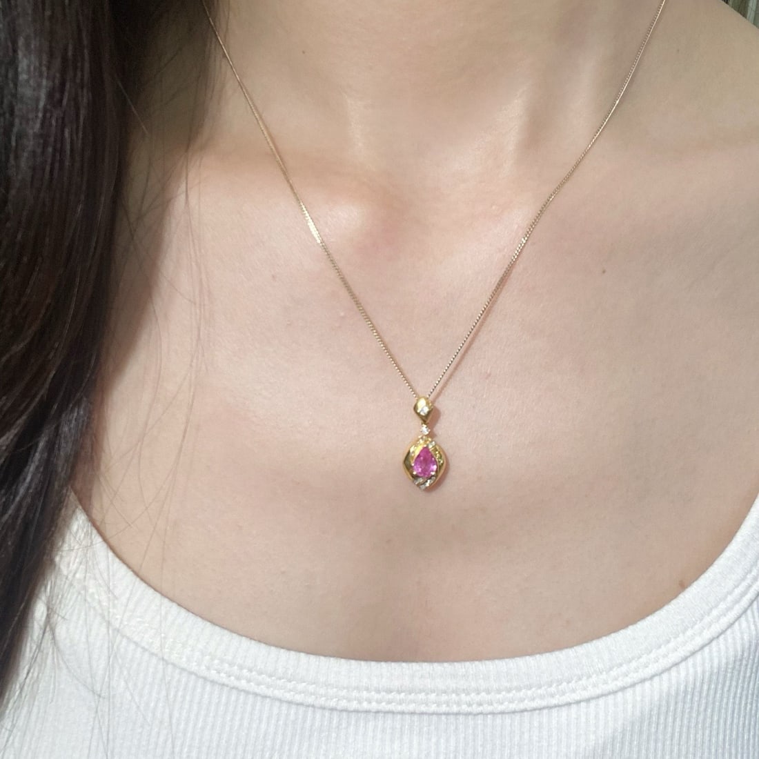 14k Gold 1.07 Ctw Natural Sapphire & Diamond Pendant( Without Chain ) - 8