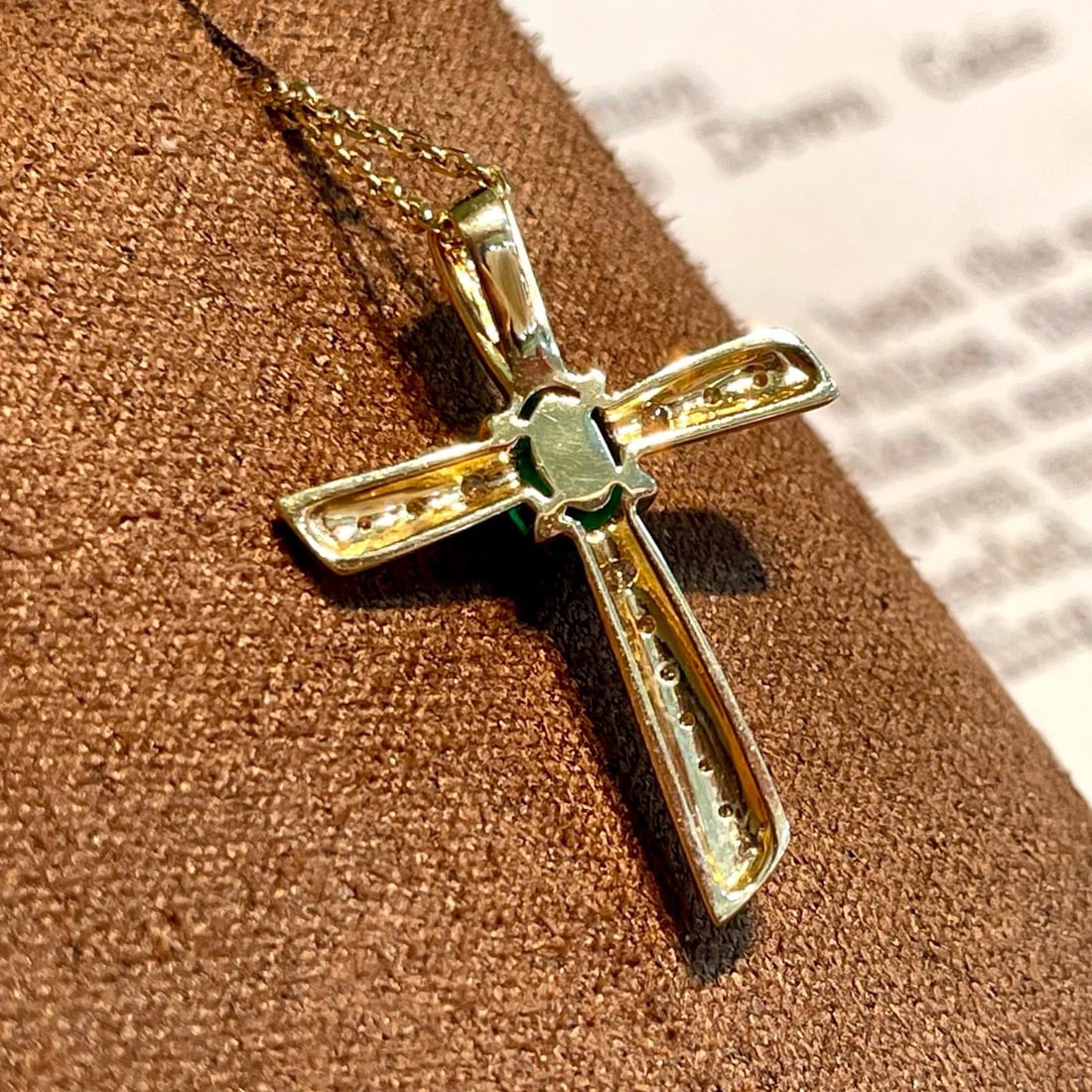 14k Gold 0.85 Ctw Vivid Green Natural Emerald & Diamond Pendant( Without Chain ) - 6