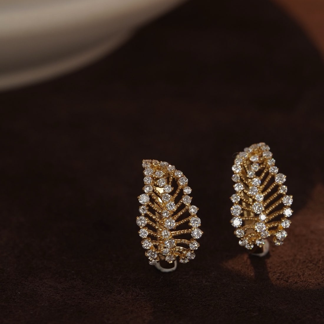 14k Gold 0.68 Ct Natural H Diamond Earrings - 2