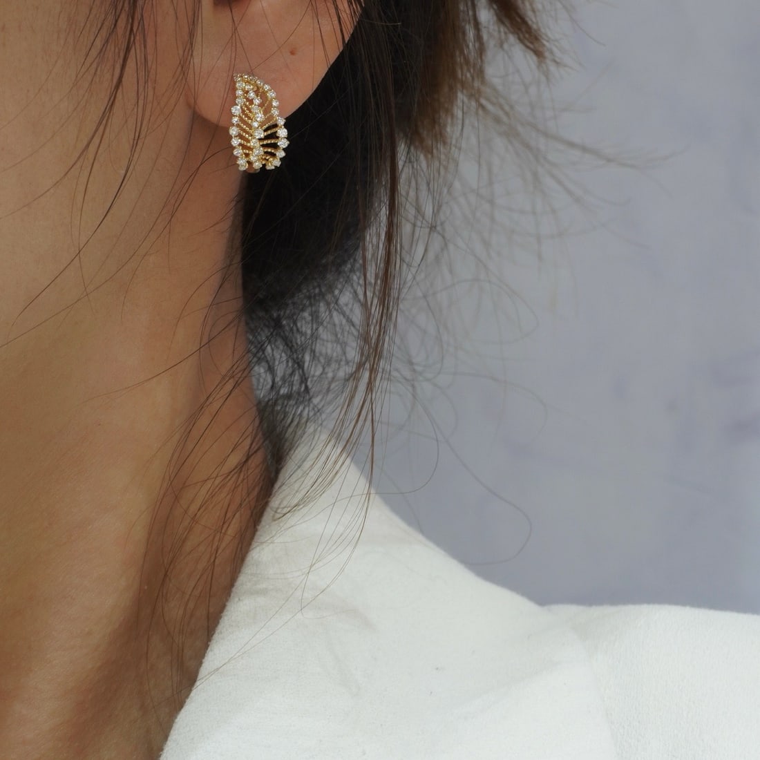 14k Gold 0.68 Ct Natural H Diamond Earrings - 6