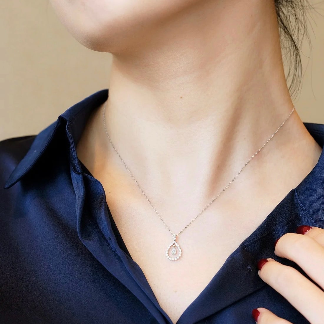 Gia Certified 14k Gold 0.3 Ct Natural G Si1 Pear Diamond Necklace - 5