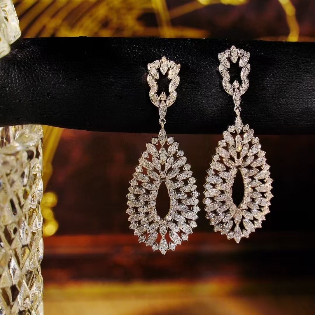 14k Gold 1.2 Ct Natural H Diamond Earrings - 4