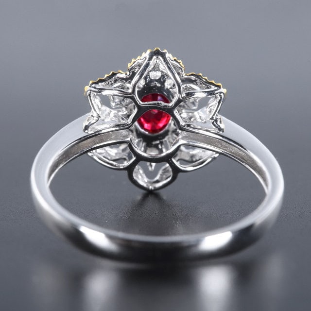14k Gold 0.48 Ctw Natural Ruby & Diamond Ring - 4