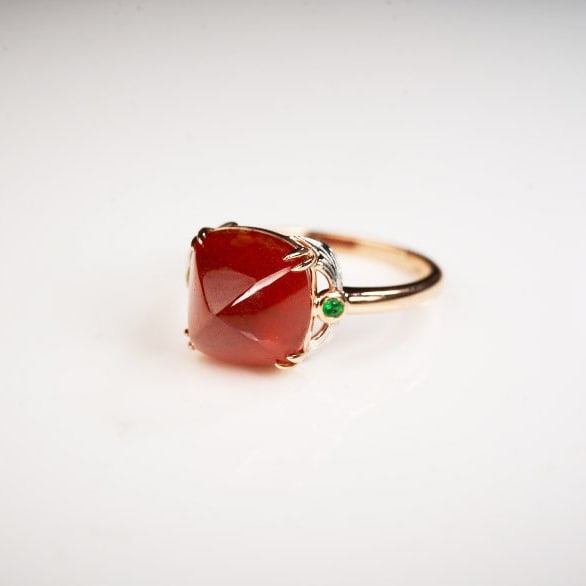 14k Gold 8.66 Ct Natural Spessartine & Tsavorite Ring - 2